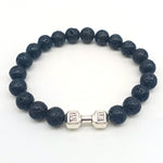 Heavy Crystal Alloy Dumbbell with Premium Volcanic Stone Beads Bracelet