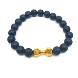 Heavy Crystal Alloy Dumbbell with Premium Volcanic Stone Beads Bracelet