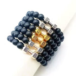 Heavy Crystal Alloy Dumbbell with Premium Volcanic Stone Beads Bracelet