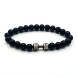 Heavy Crystal Alloy Dumbbell with Premium Volcanic Stone Beads Bracelet