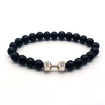 Heavy Crystal Alloy Dumbbell with Premium Volcanic Stone Beads Bracelet