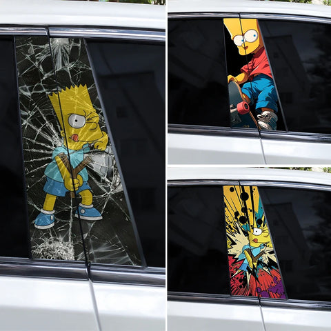 2pcs Cartoon B-Pillar Sticker Covering