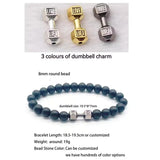 Heavy Crystal Alloy Dumbbell with Premium Volcanic Stone Beads Bracelet