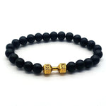Heavy Crystal Alloy Dumbbell with Premium Volcanic Stone Beads Bracelet