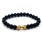 Heavy Crystal Alloy Dumbbell with Premium Volcanic Stone Beads Bracelet