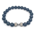 Heavy Crystal Alloy Dumbbell with Premium Volcanic Stone Beads Bracelet